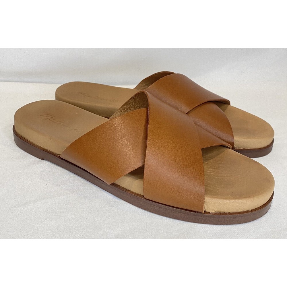 Madewell Louisa Crisscross Slide Women's Size 7 Tan/Camel Sandal Comfort ND954